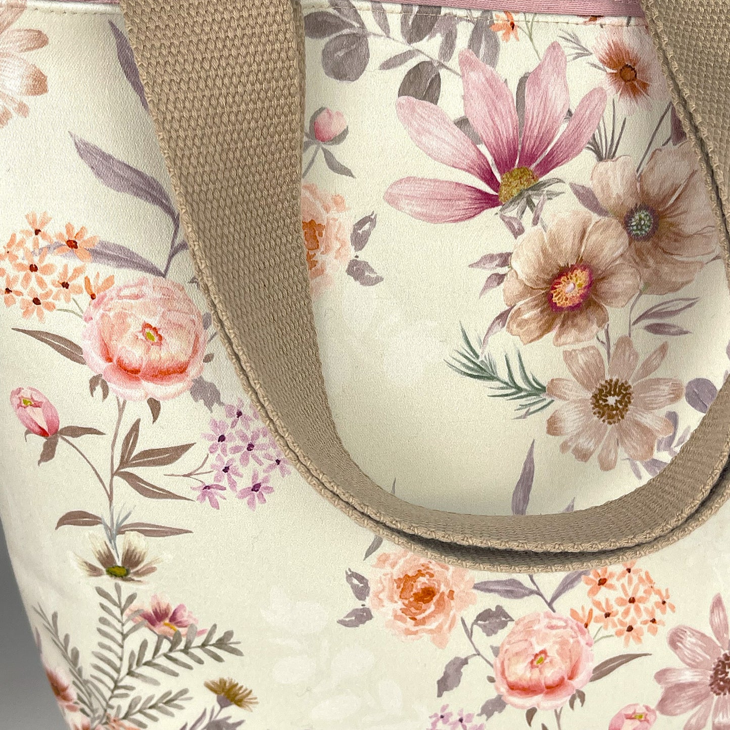 Small Beige Pink Floral Bag