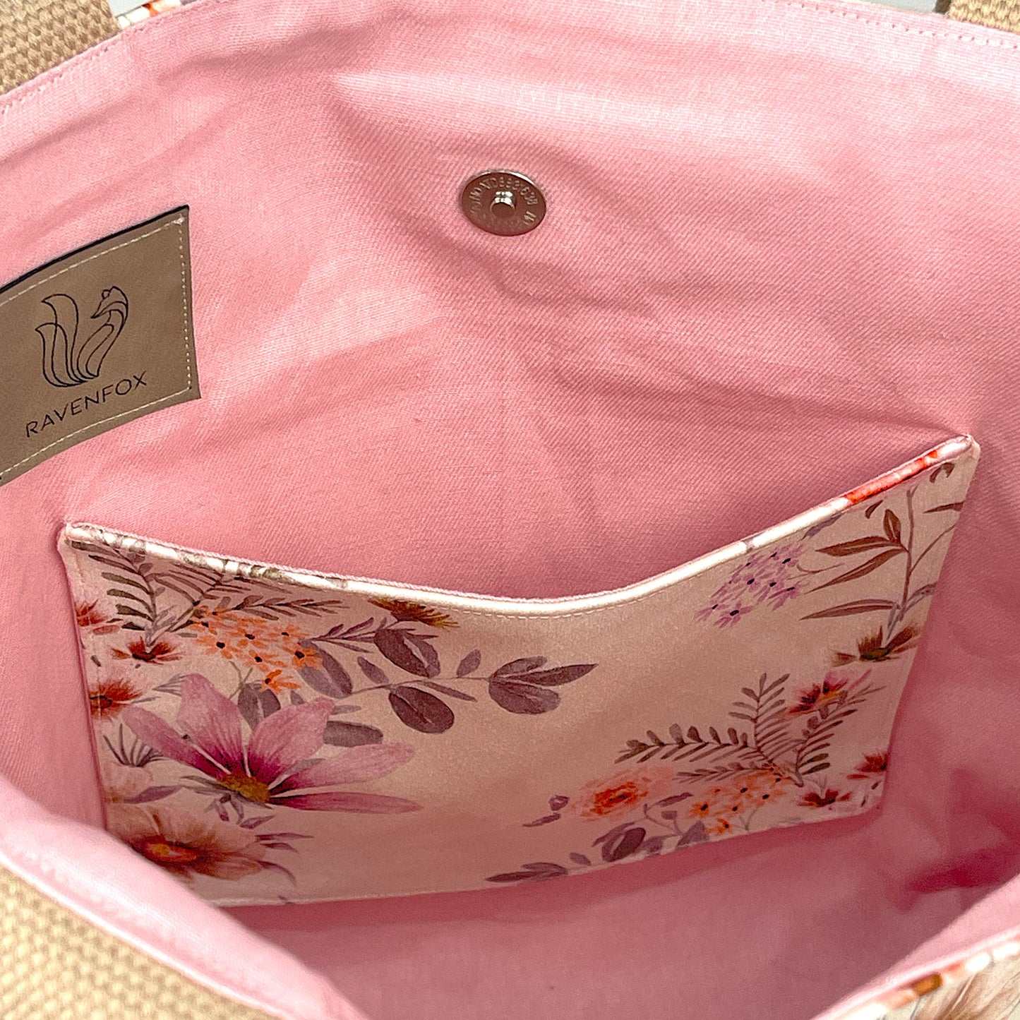 Small Beige Pink Floral Bag