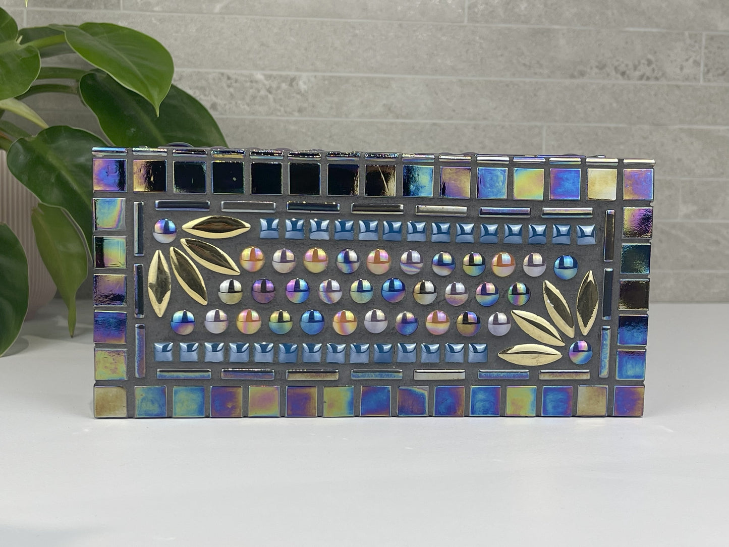 Gold, Black and Blue Tissue Box Cover