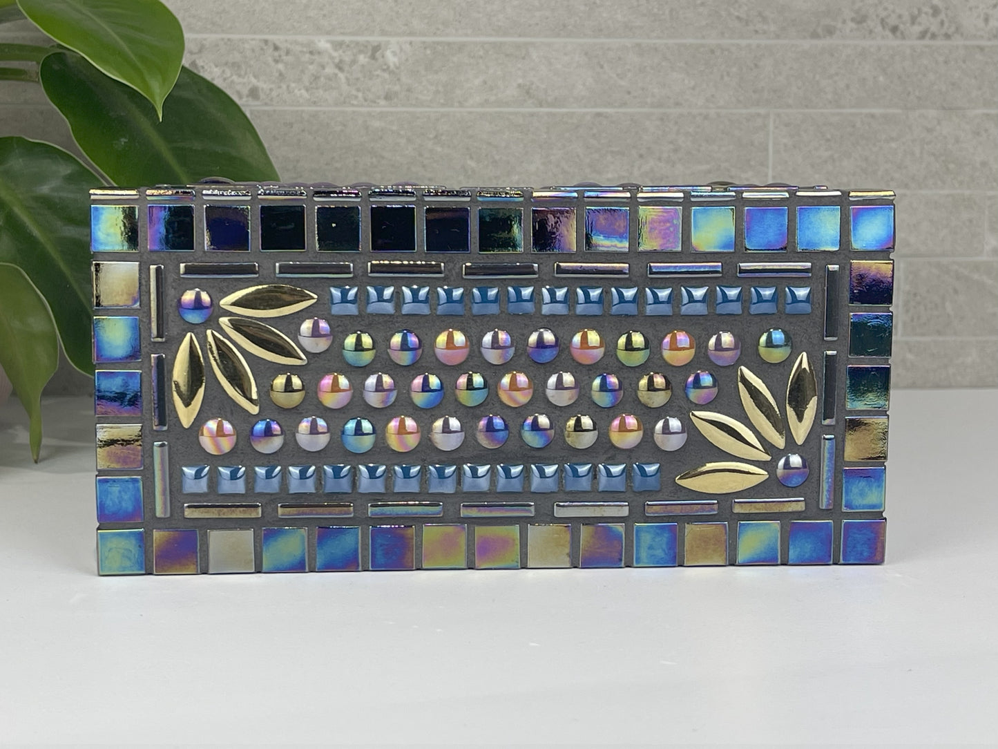 Gold, Black and Blue Tissue Box Cover
