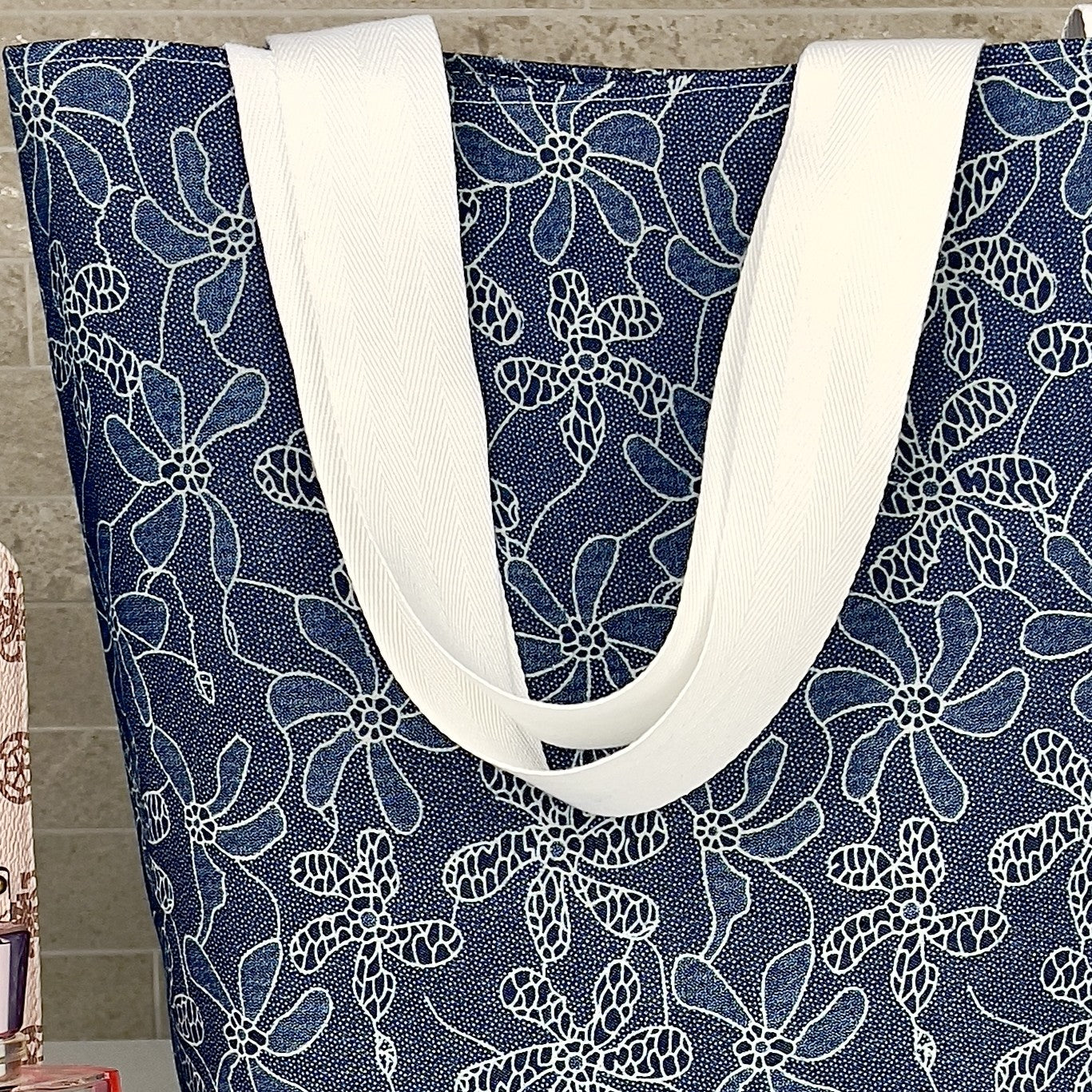 Medium Denim Floral Bag