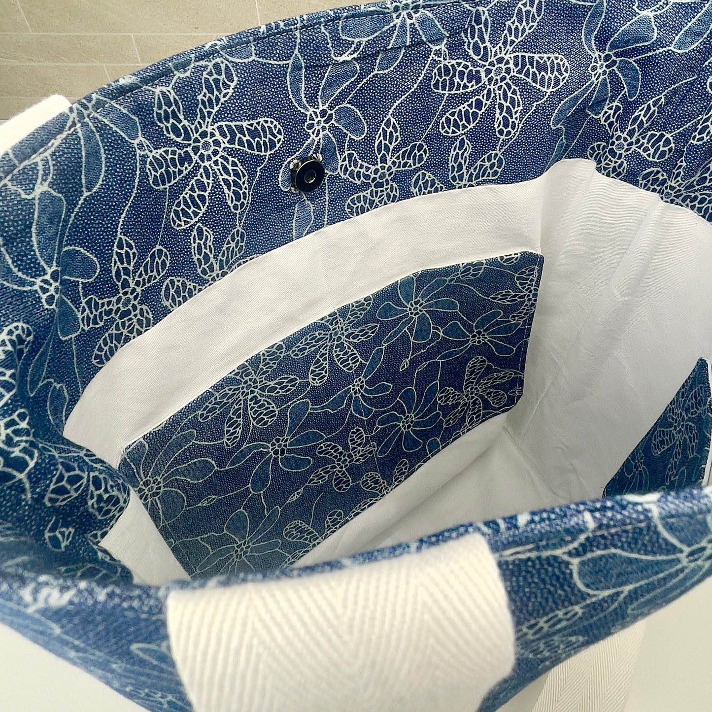 Medium Denim Floral Bag