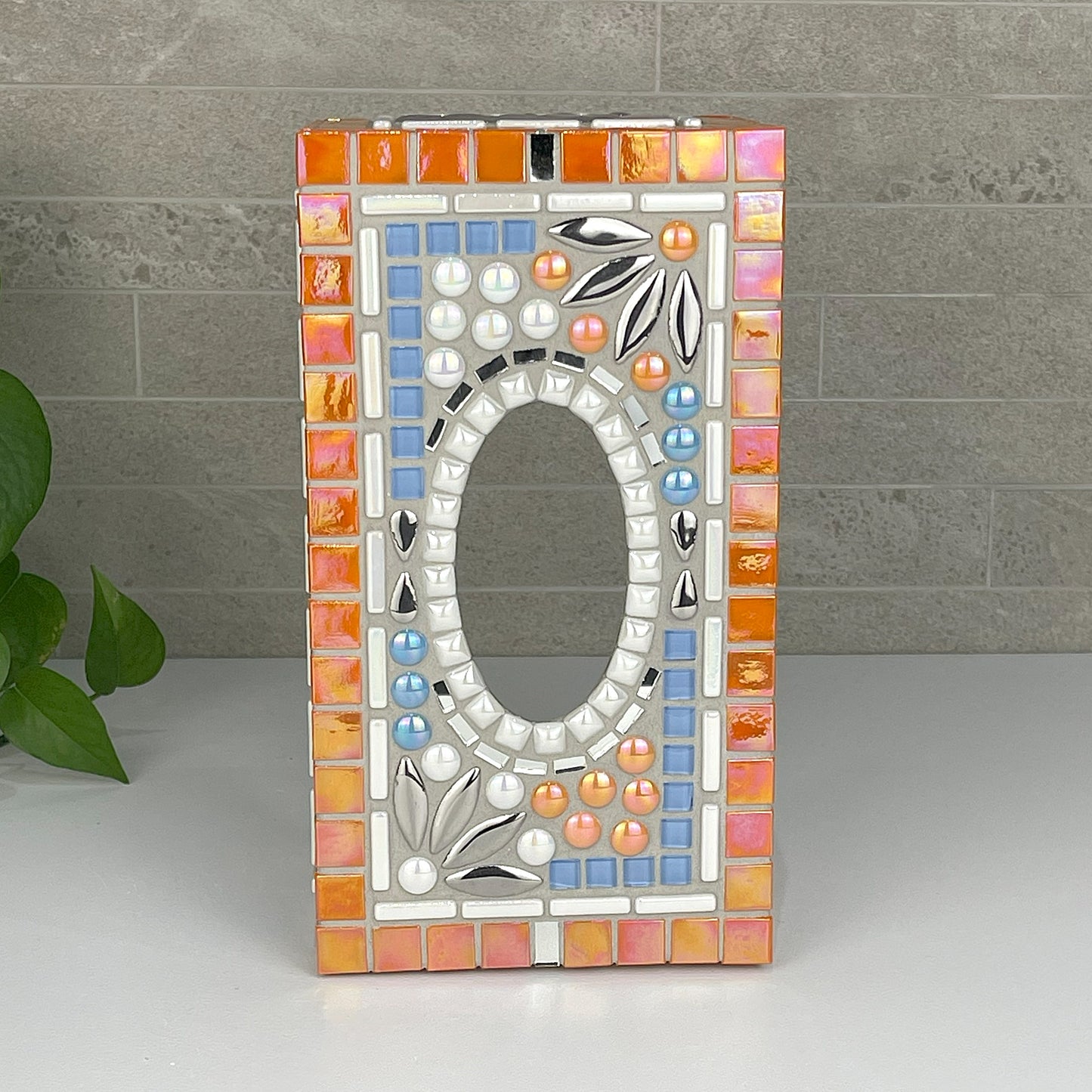 Orange and Blue Tissue Box Cover