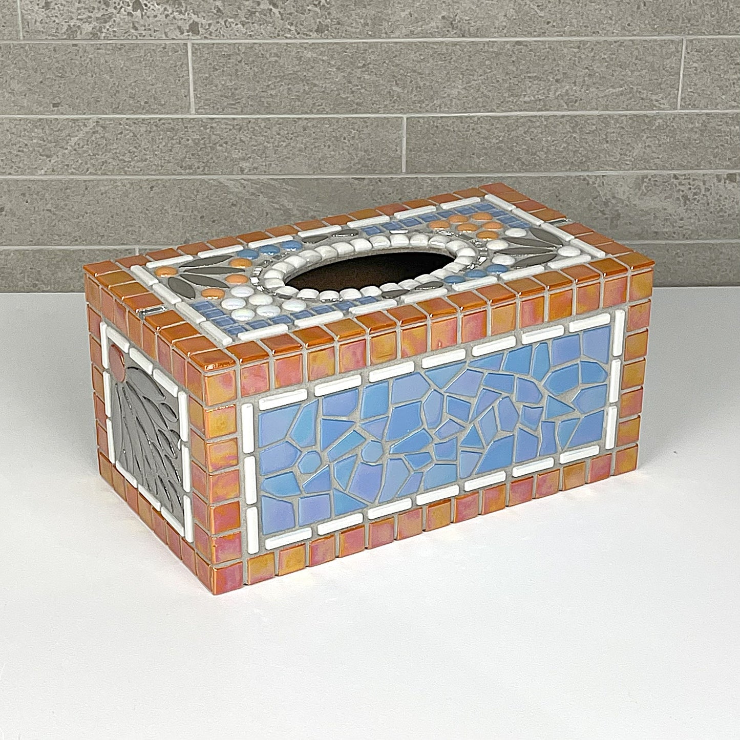 Orange and Blue Tissue Box Cover