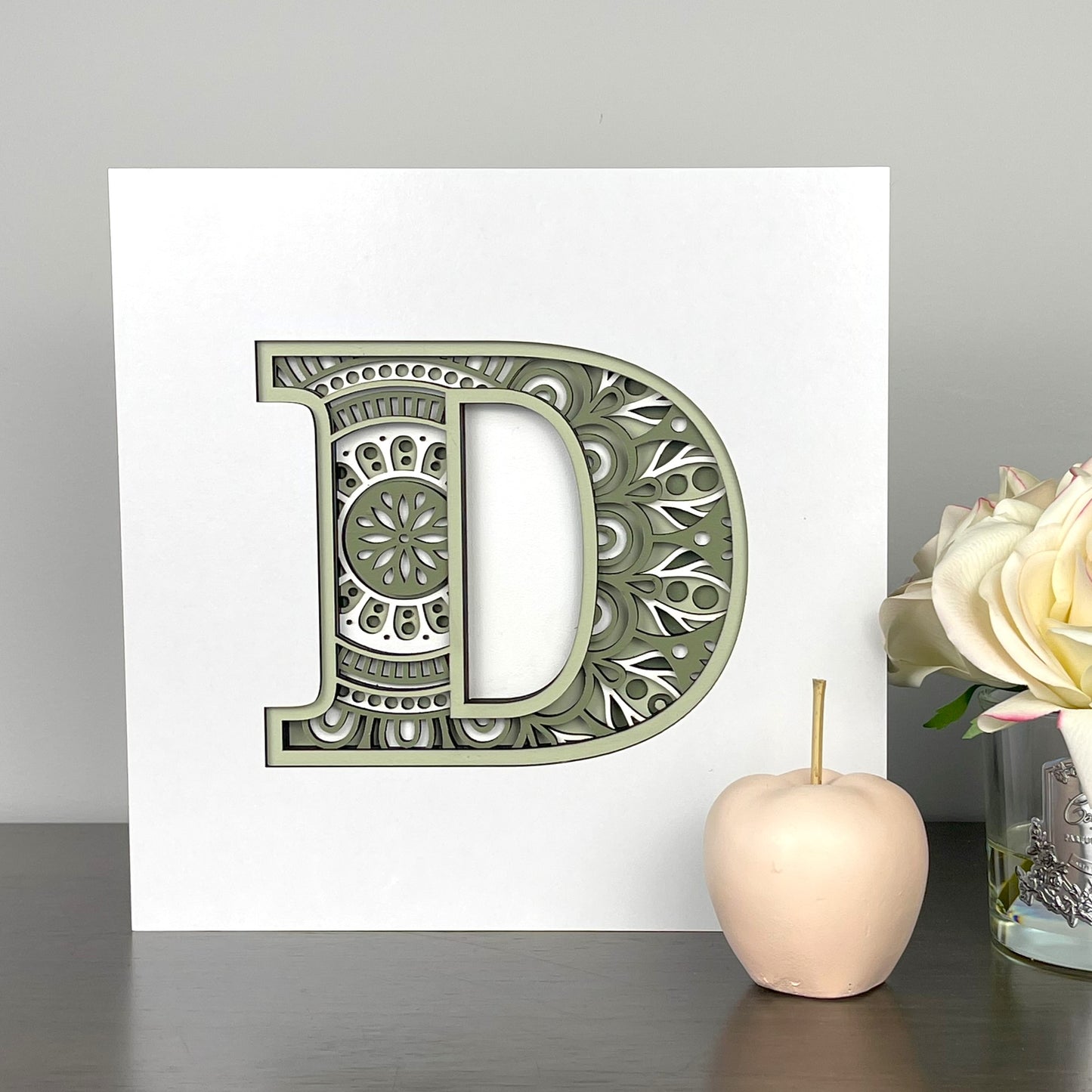 Letter D with Square Border