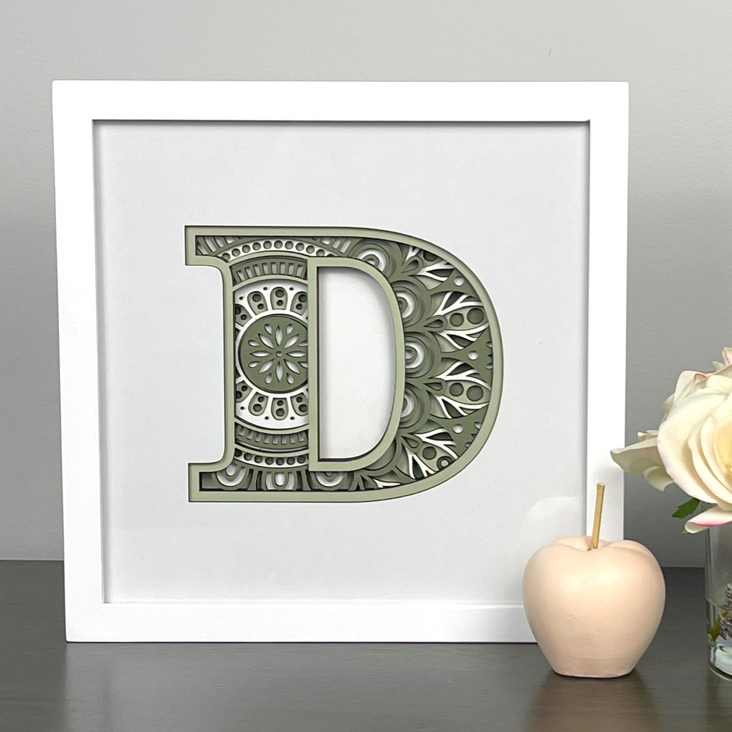 Letter D with Square Border