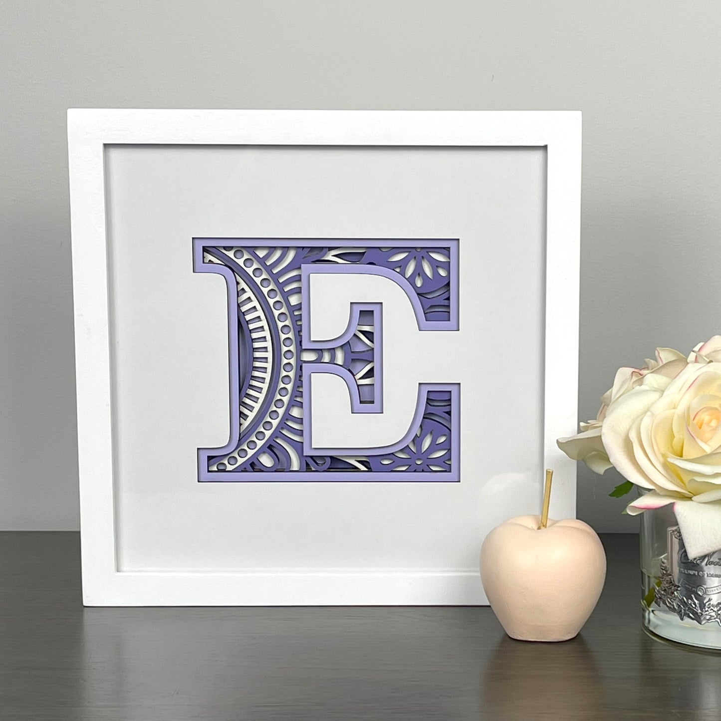 Letter E with Square Border