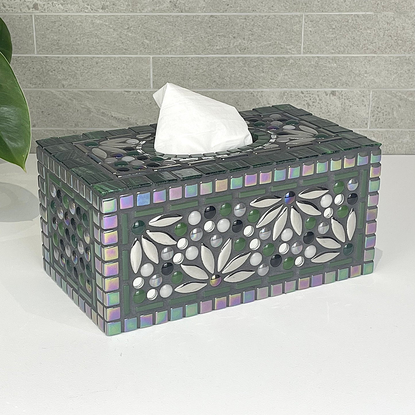Forest Green and Grey Tissue Box Cover