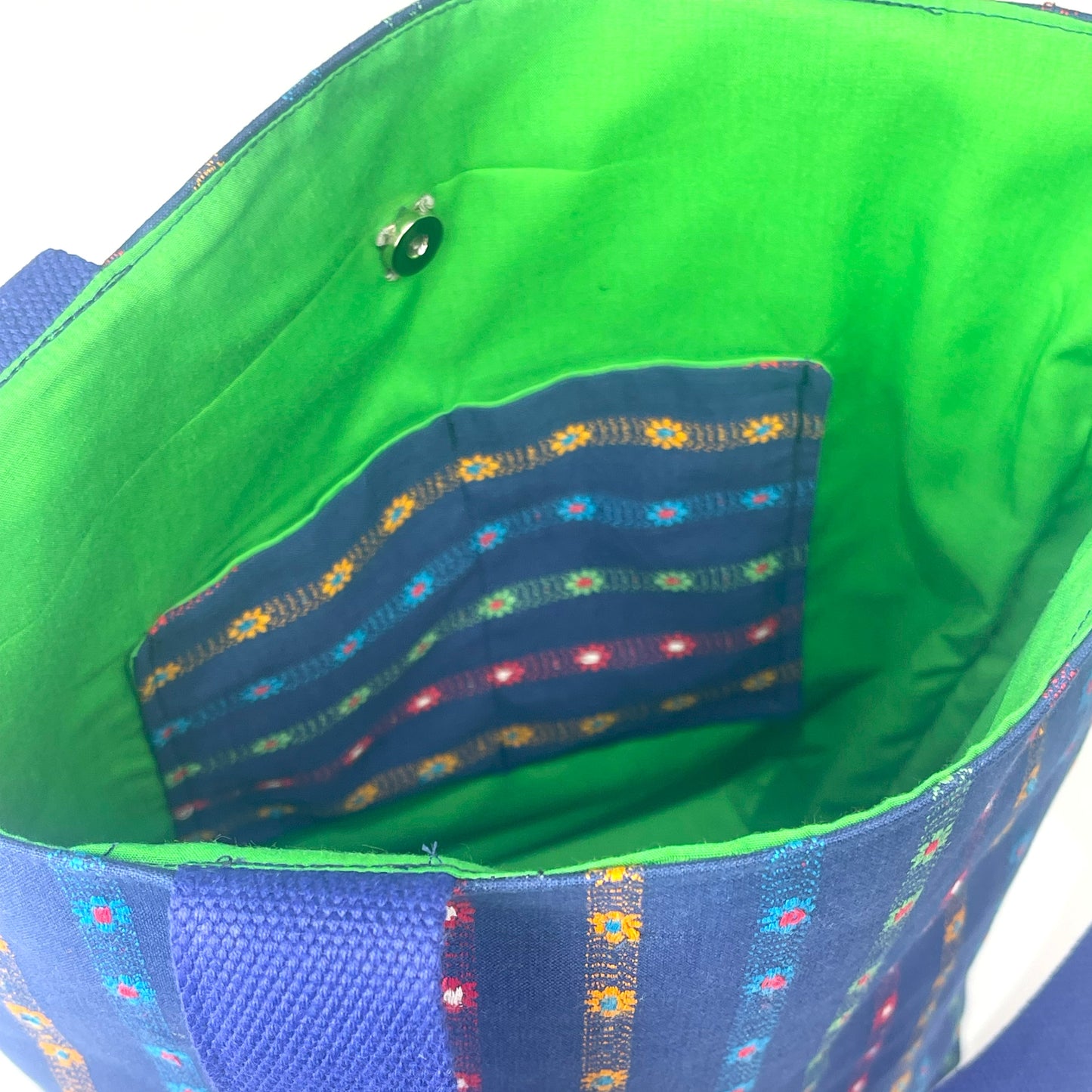 Medium Navy Flowers Tall Bag