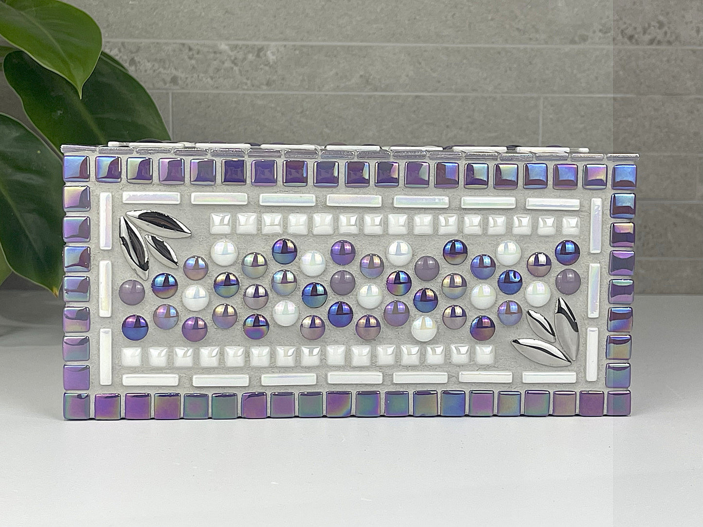 Purple and White Tissue Box Cover