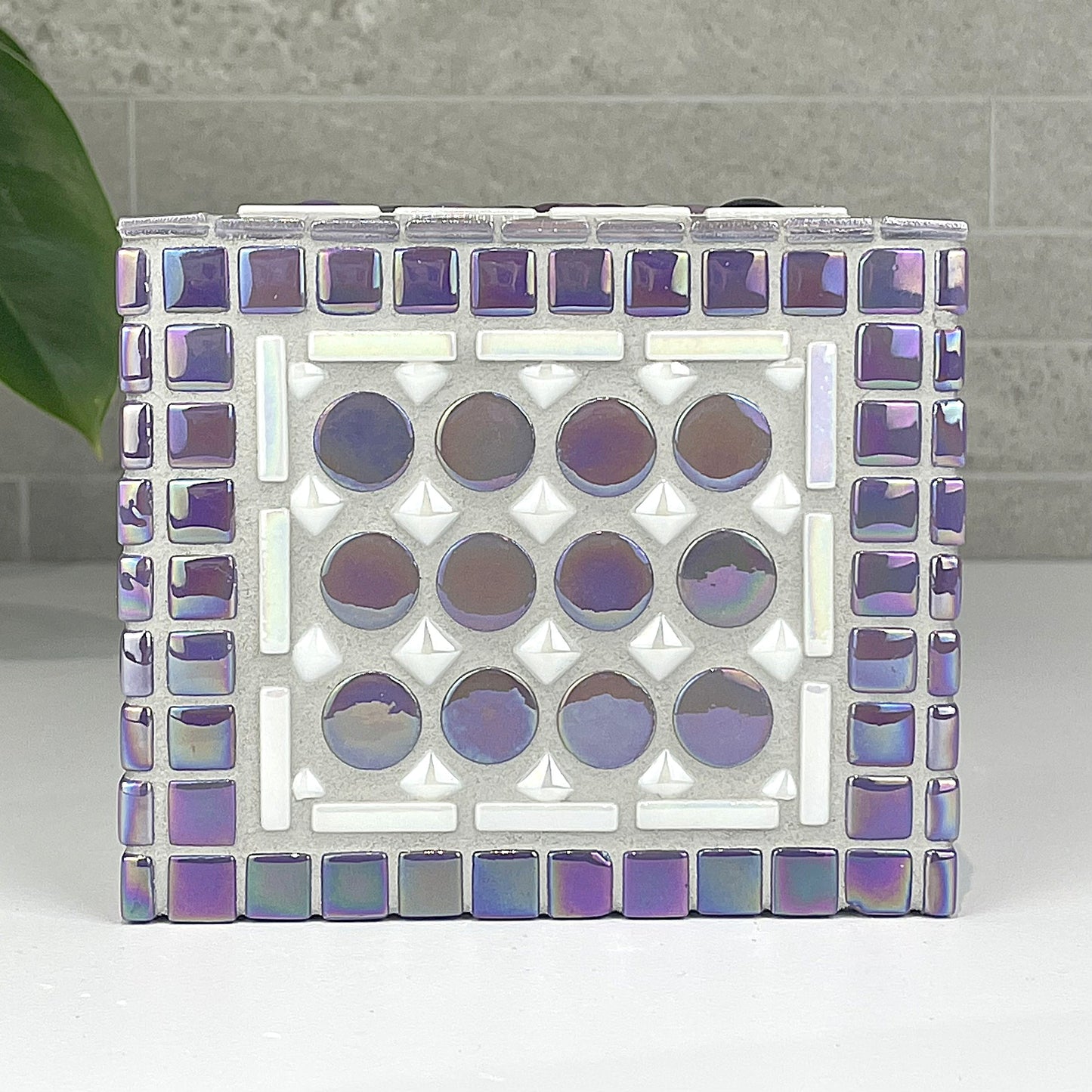 Purple and White Tissue Box Cover