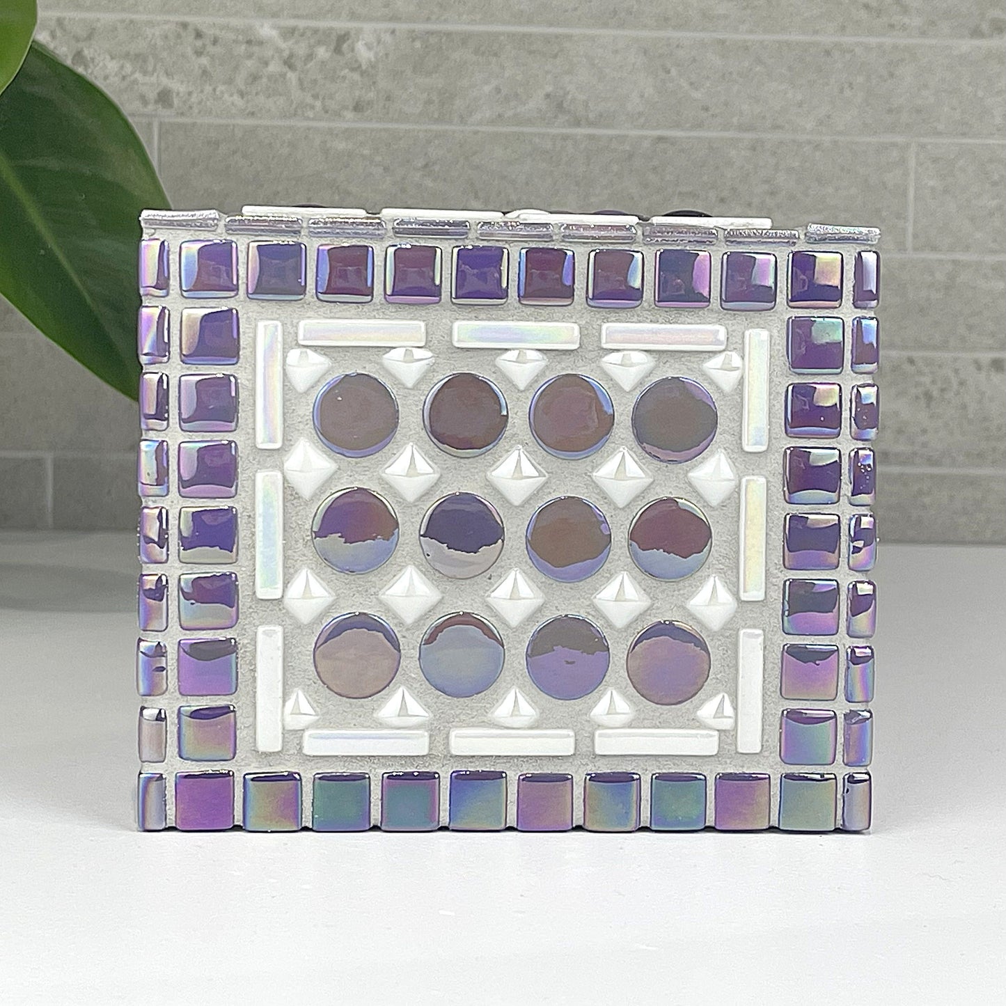 Purple and White Tissue Box Cover