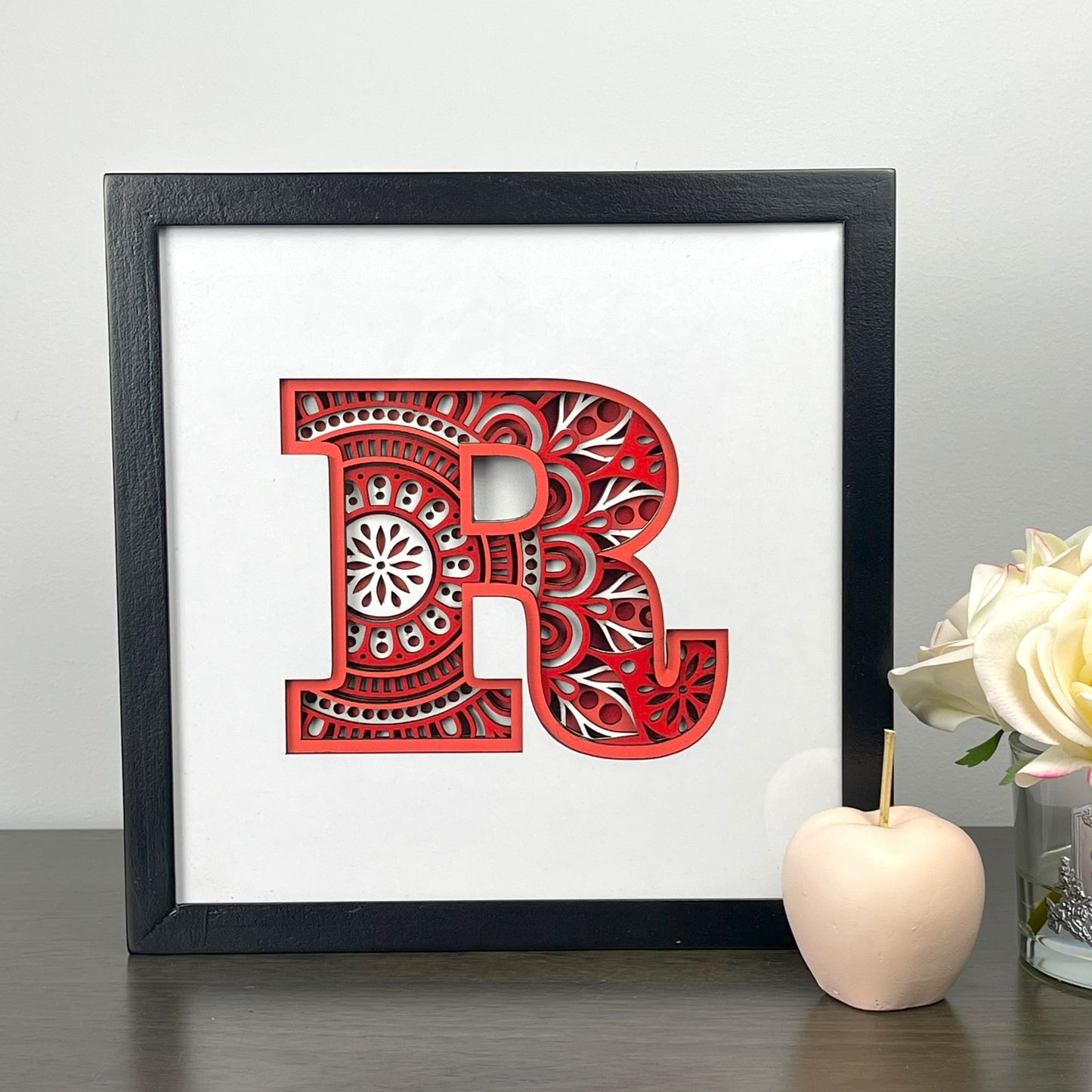 Letter R with Square Border