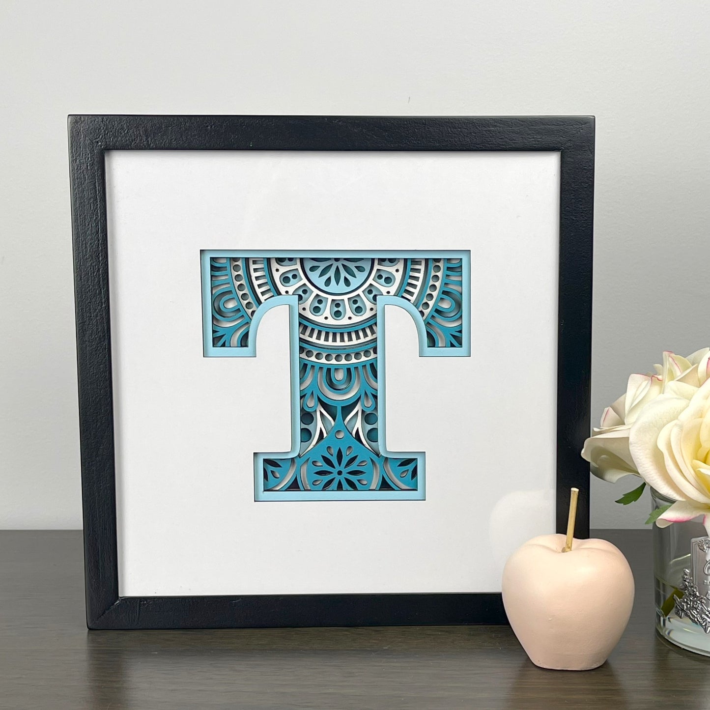 Letter T with Square Border