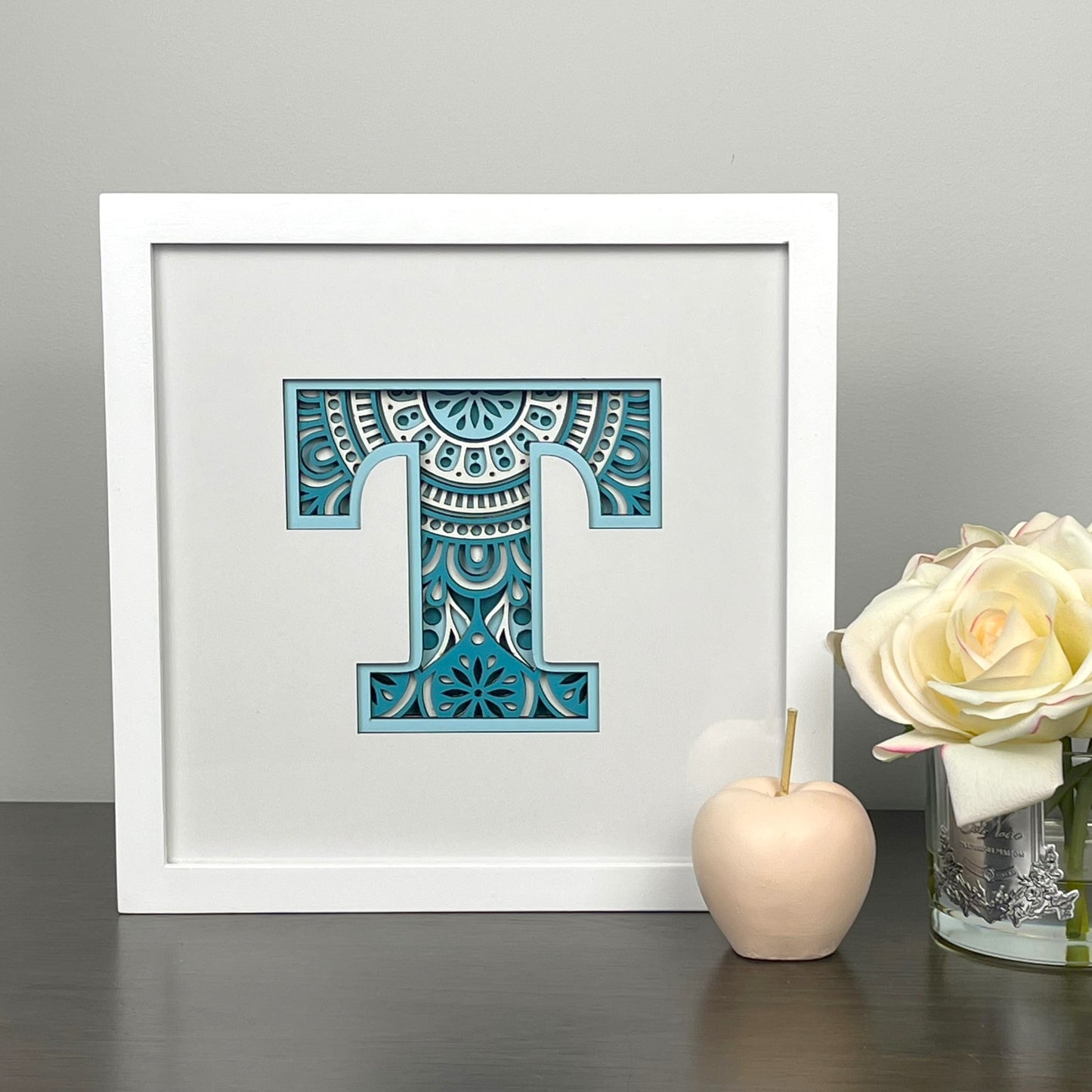Letter T with Square Border