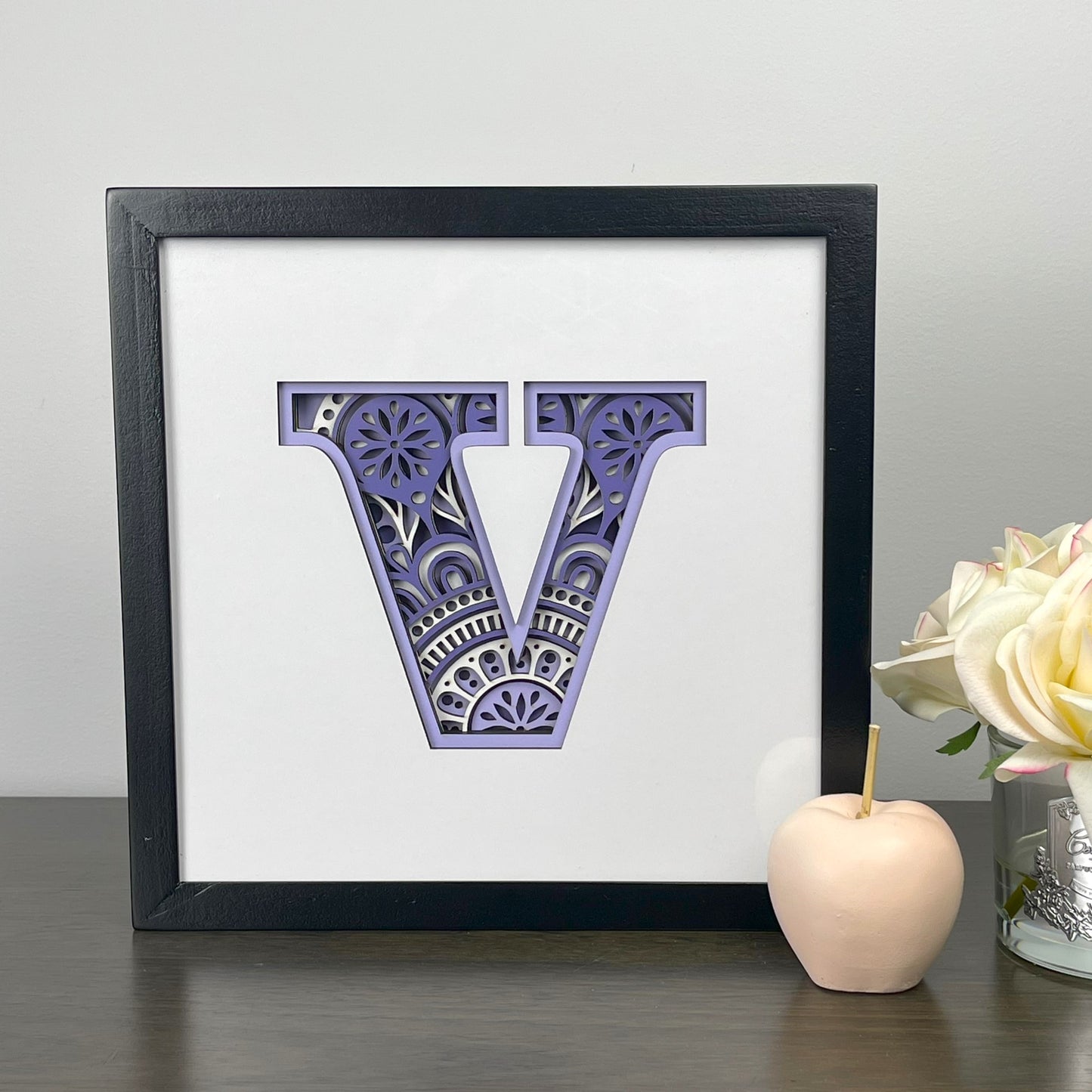 Letter V with Square Border