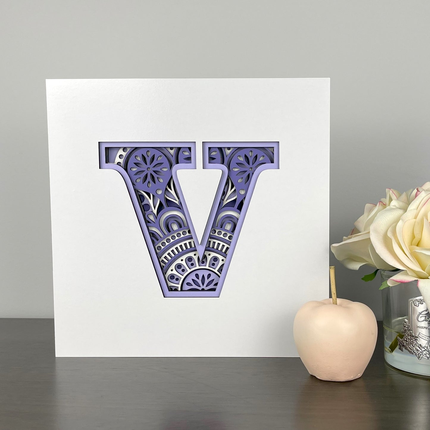 Letter V with Square Border