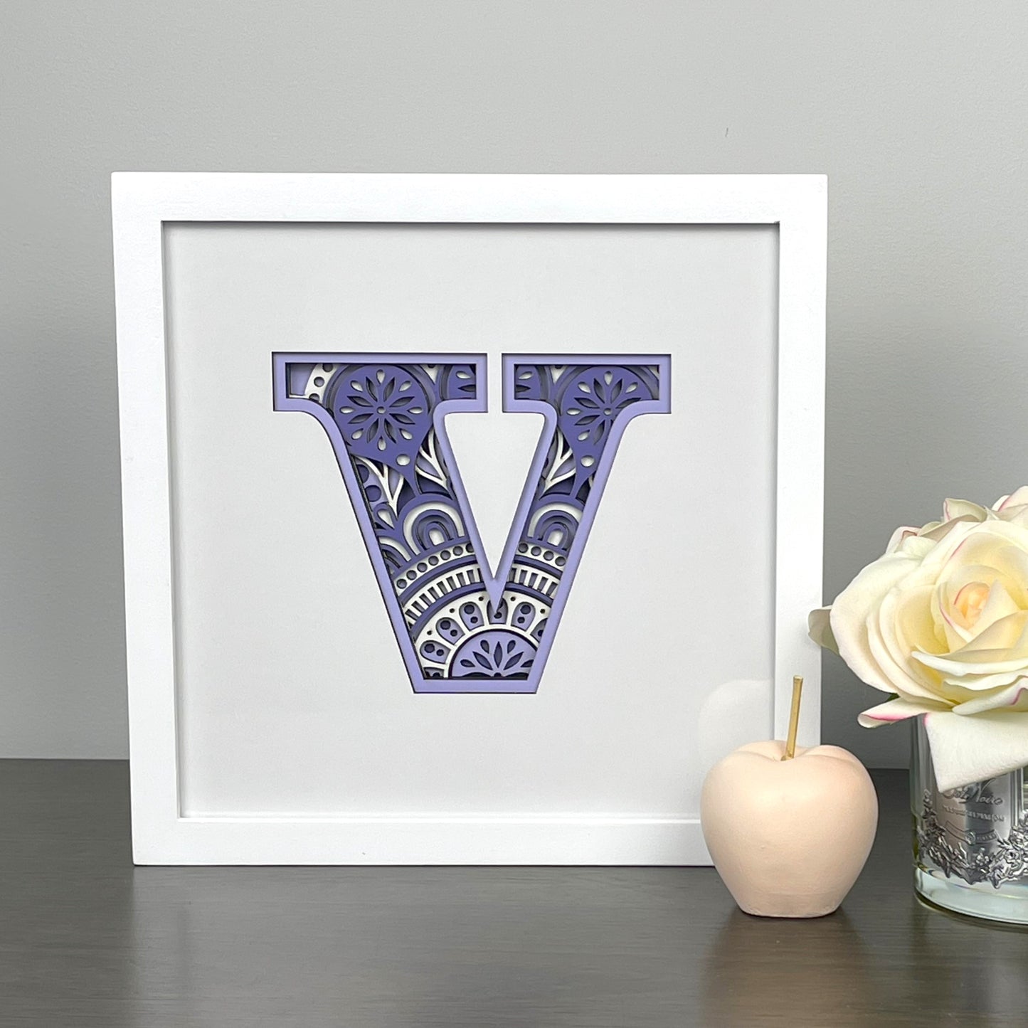 Letter V with Square Border
