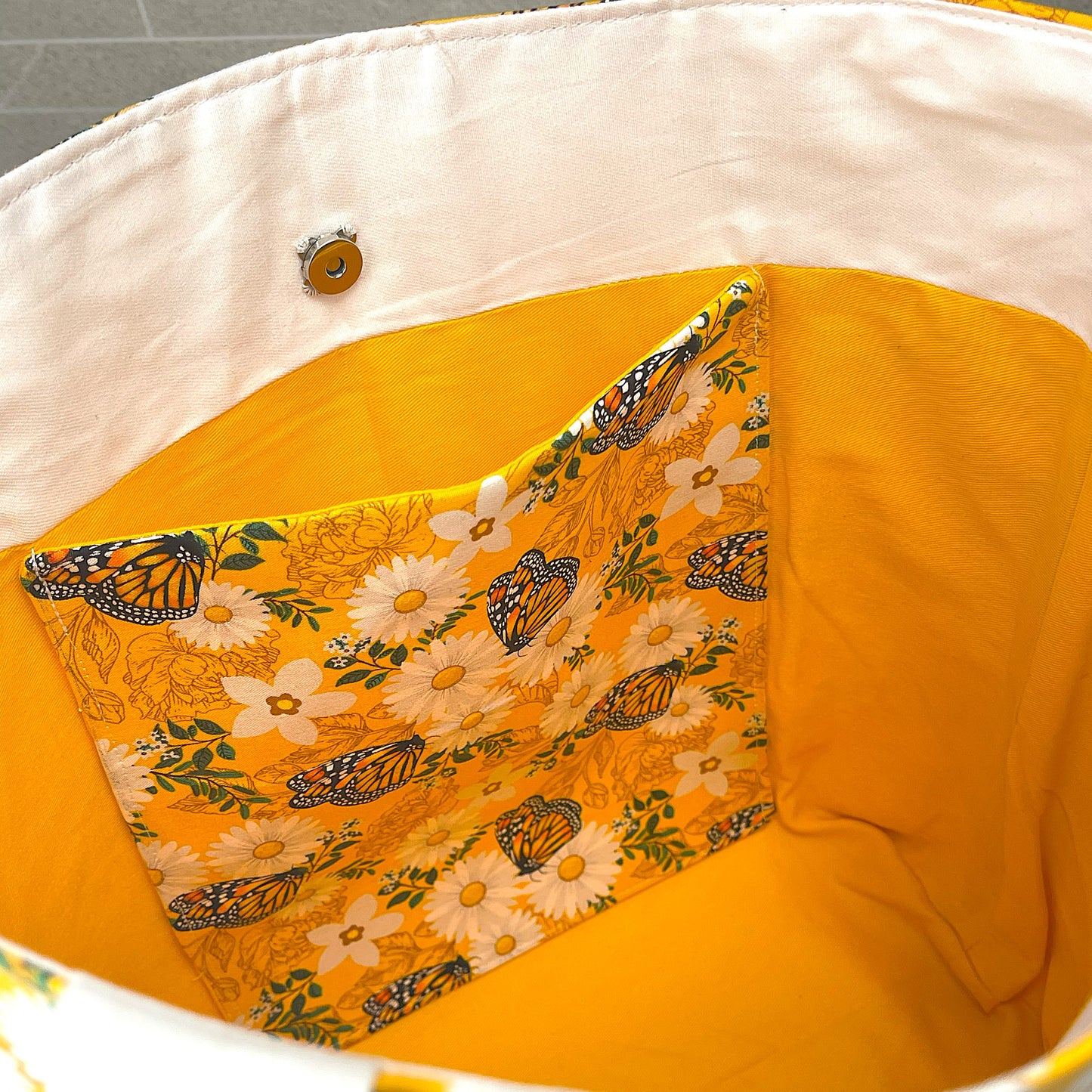 Large Yellow Flower Butterfly Bag