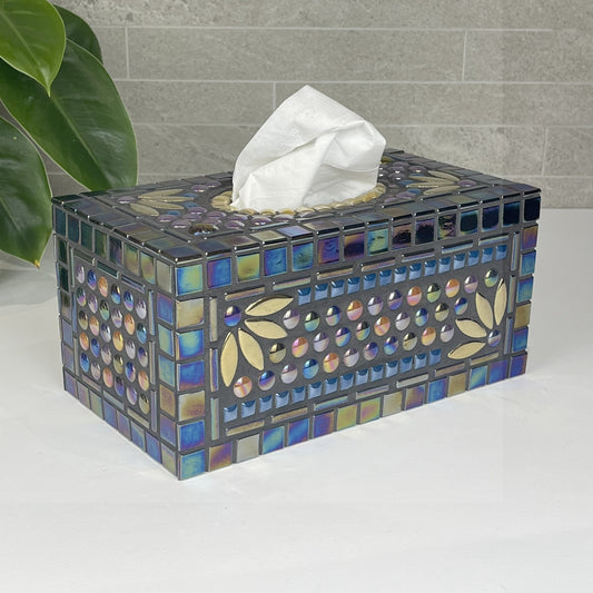 Gold, Black and Blue Tissue Box Cover