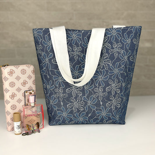 Medium Denim Floral Bag