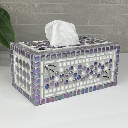 Purple and White Tissue Box Cover