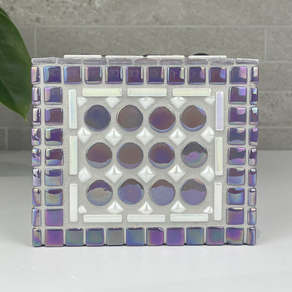 Purple and White Tissue Box Cover