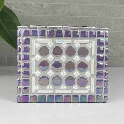 Purple and White Tissue Box Cover