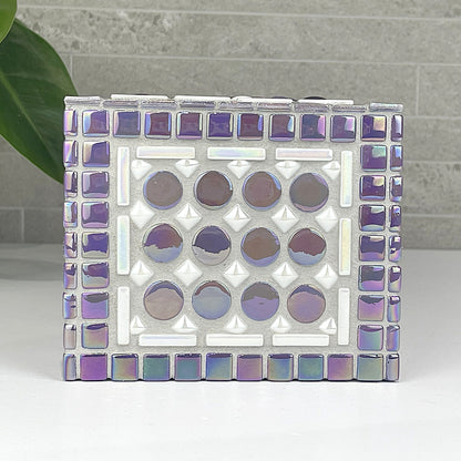 Purple and White Tissue Box Cover