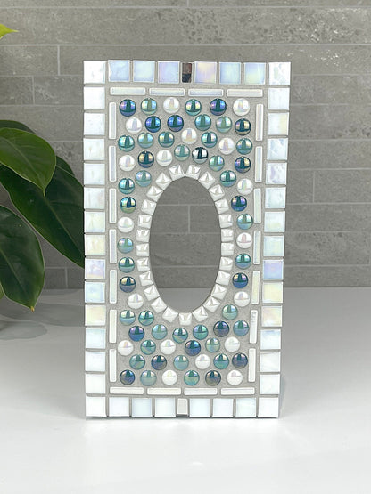 White and Teal, Hearts and Flowers Tissue Box Cover