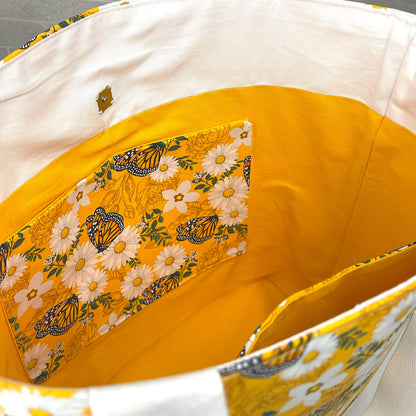 Large Yellow Flower Butterfly Bag