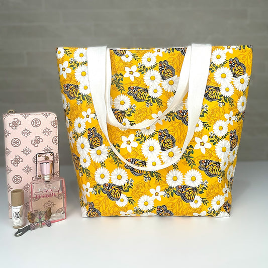 Large Yellow Flower Butterfly Bag
